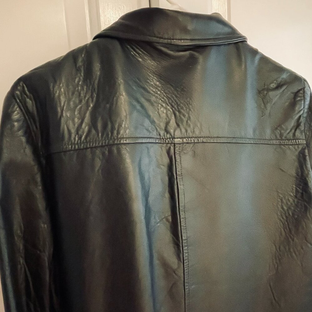 VGVUC Vntg 1950/60's Ladies Black Leather Jacket, Pockets, Zip-Out Lining, Sz L - Picture 11 of 16